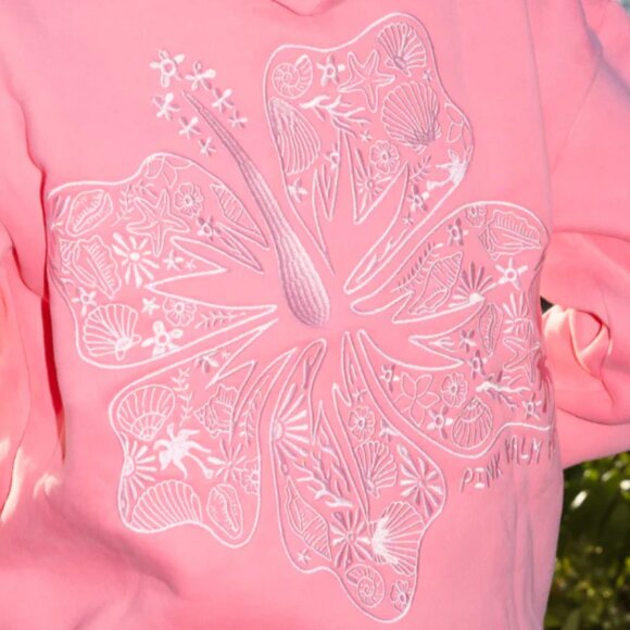 Pink Palm Puff Hawaii Hibiscus Hoodie in Sonic Pink - Size XL - BNWT - Picture 3 of 10